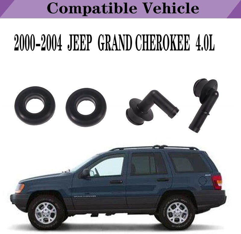LYNSHINE 53013360AA For Jeep Grand Cherokee 4.0 PCV Valve 2000 2001 2002 2003 2004 Grand Cherokee Vent Valve Elbow & Grommet PCV CCV Vent Crankcase Vent Hose 4.0L 00 01 02 03 04 53030497 02946079. - Image 2